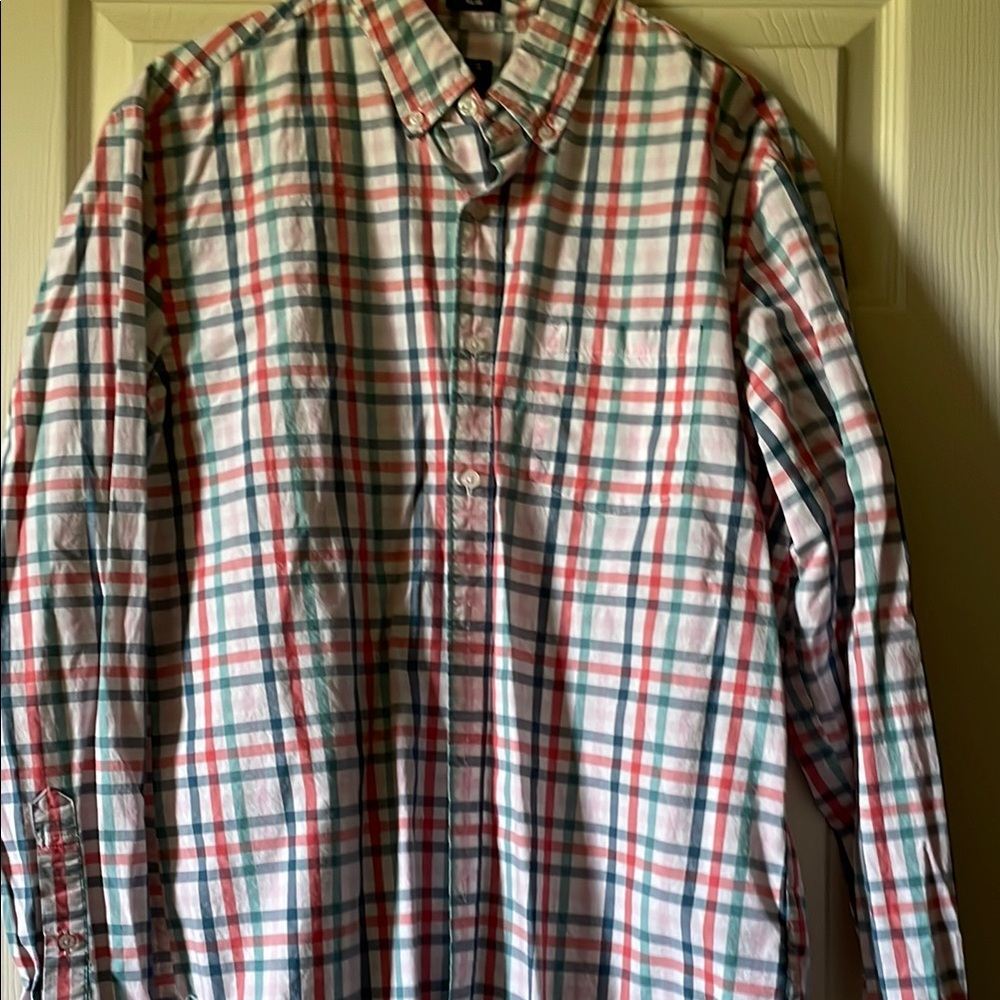 J. Crew Red and Green Casual Plaid Shirt